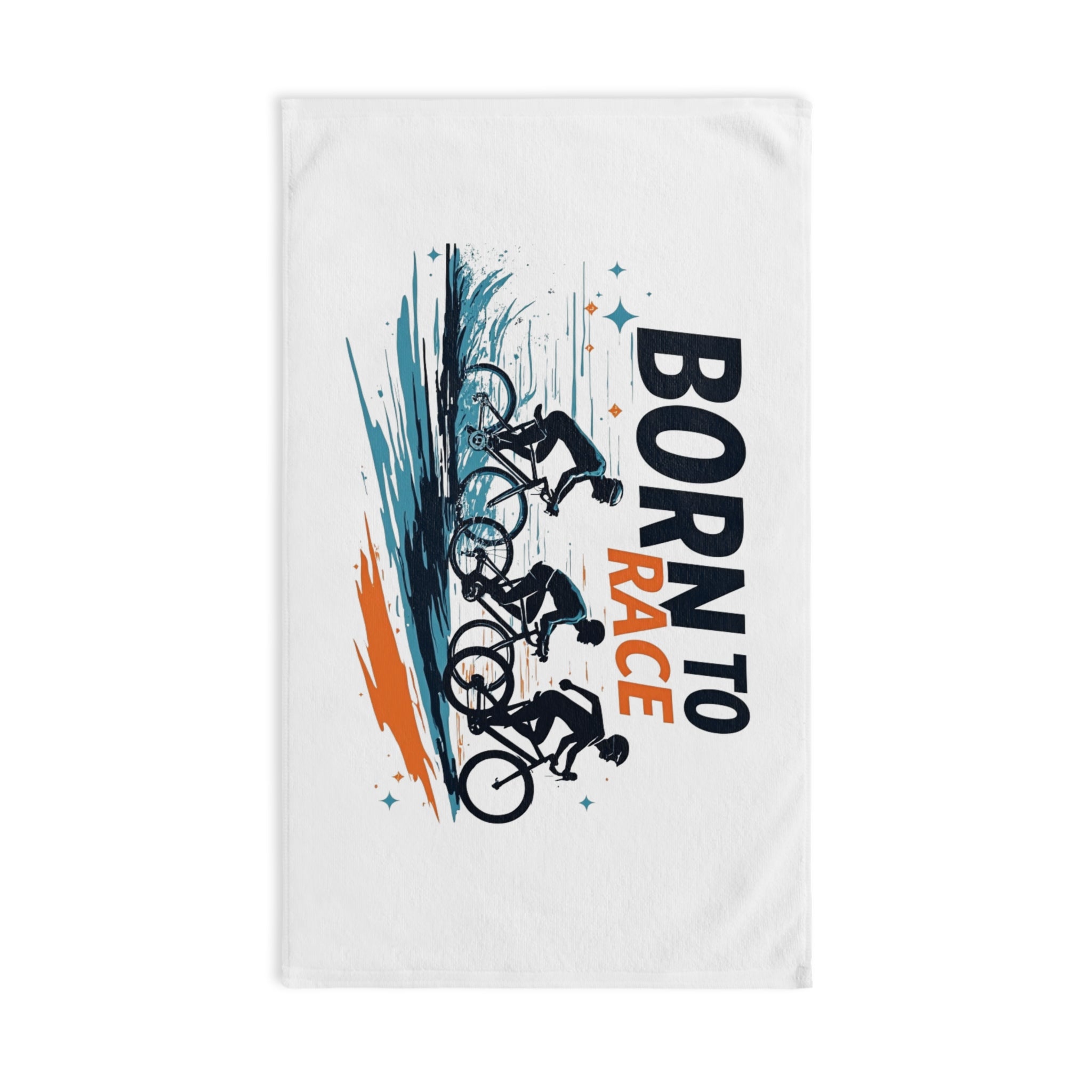 Lightweight Born to Race Cycling Hand Towel 16" x 28" - Soft, Quick-Dry Bicycle Racing Design for Training Rides and Peloton Sprints