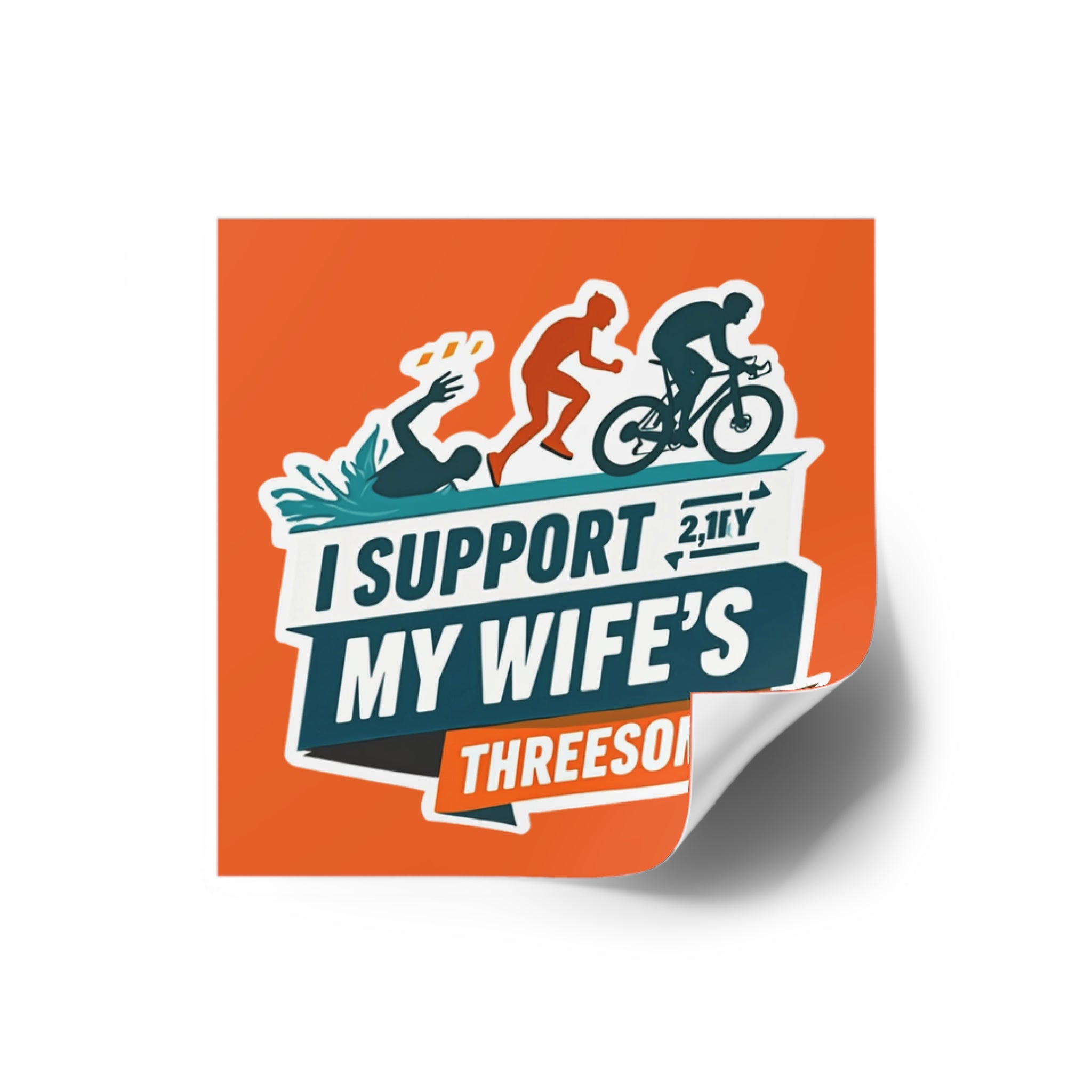 Humorvolle quadratische Aufkleber für Sportbegeisterte – Lustiges Dreier-Dekor für Ehefrauen, langlebige, wasserfeste Premium-Vinyl-Aufkleber im Format 2 x 2 für Laptop, Wasserflasche, Geschenk und den Innen-/Außenbereich 
