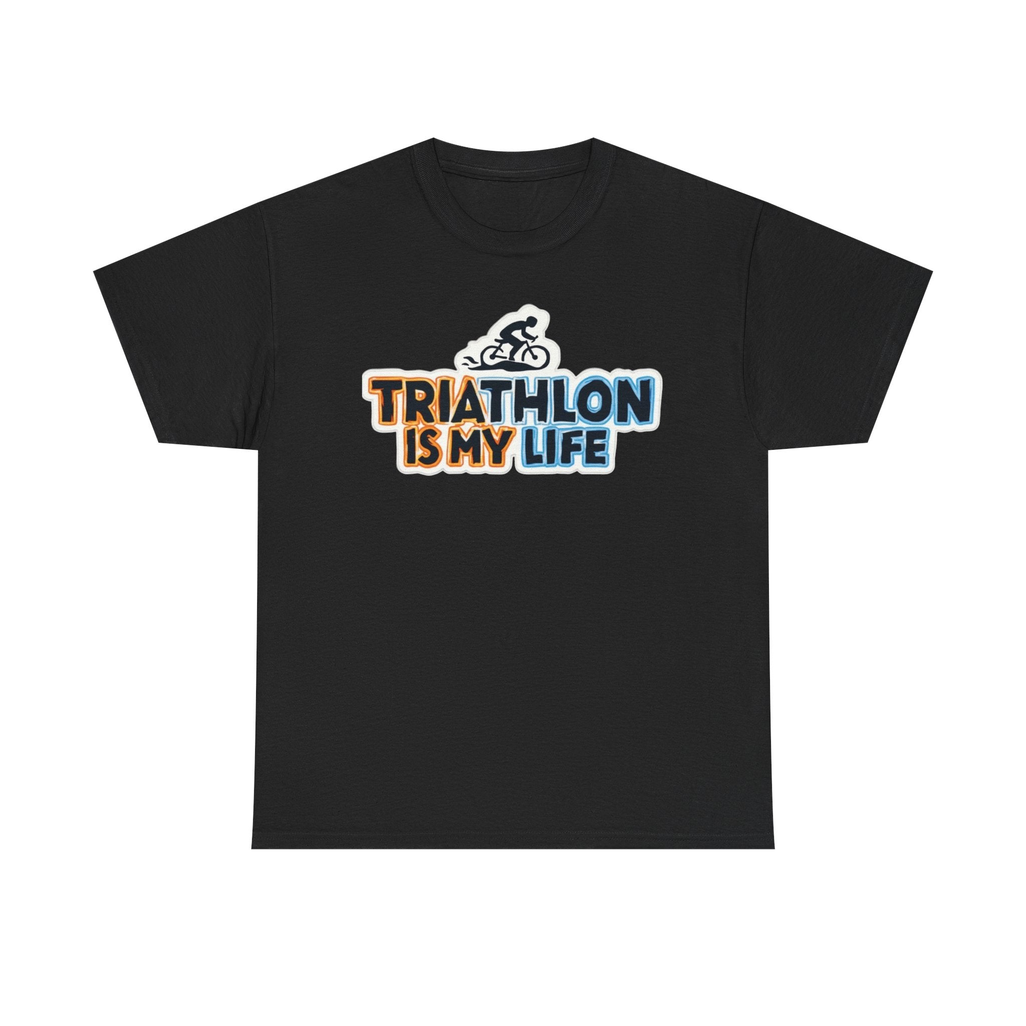 Triathlon Life Unisex Heavy Cotton Tee for Athletes - Classic Fit Athletic & Active Lifestyle Shirt, Triathlon Apparel & Fitness Clothing Gift for Triathletes and Runners
