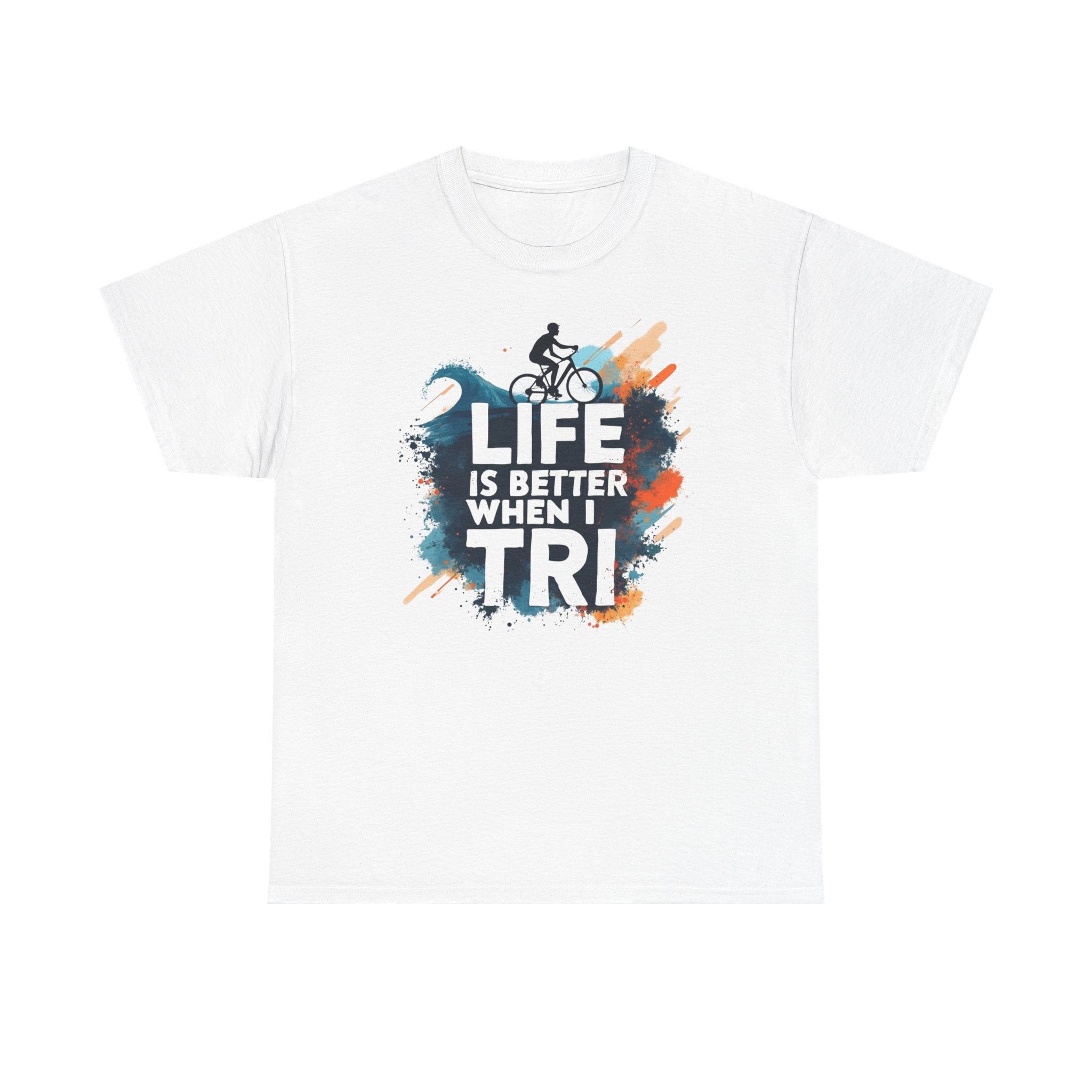Unisex Heavy Cotton Triathlon T-Shirt - Gildan 5000 Sports Apparel, Durable Casual Wear, Active Lifestyle Tee, Ideal Cycling Gift, Comfortable Relaxed Fit, Available S-5XL