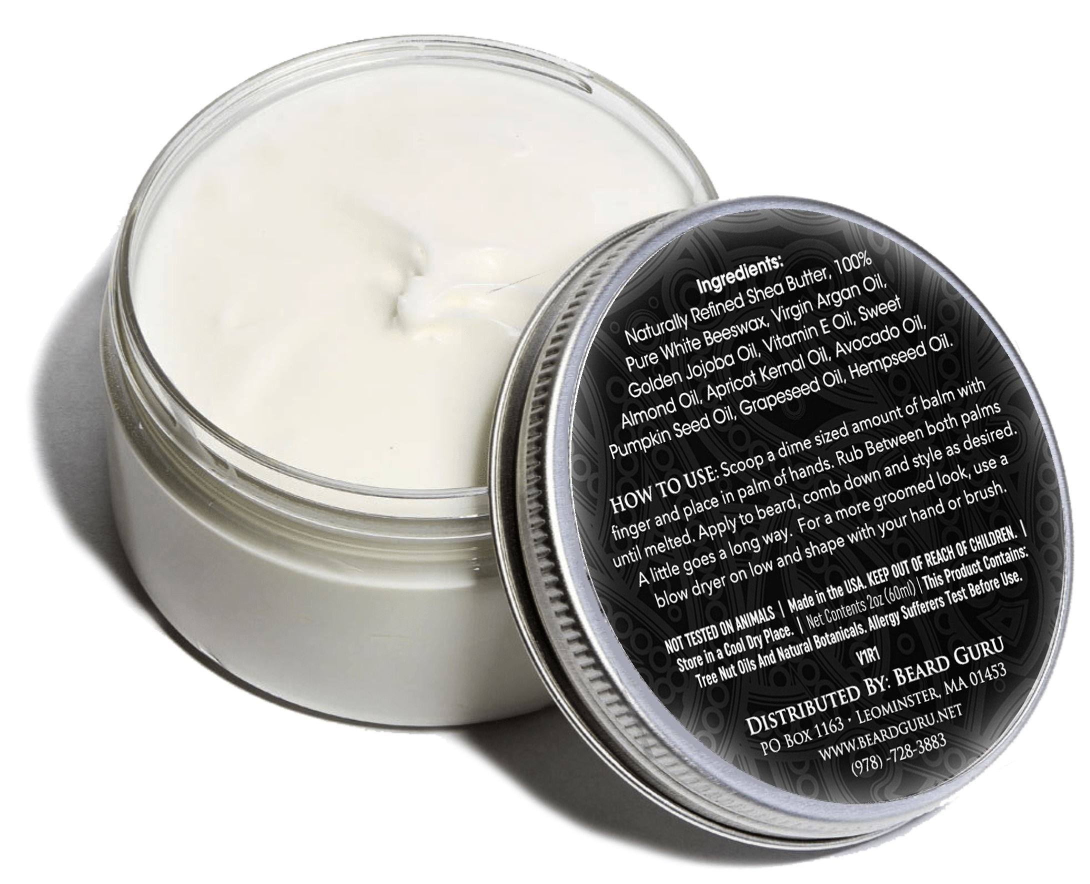 Beard Guru Unscented Beard Balm – Smoothes & Softens Hair, Tames Unruly Beards, Non-Greasy Finish with Shea Butter, Jojoba Oil & Vitamin E – Ideal for Beard Grooming & Maintenance