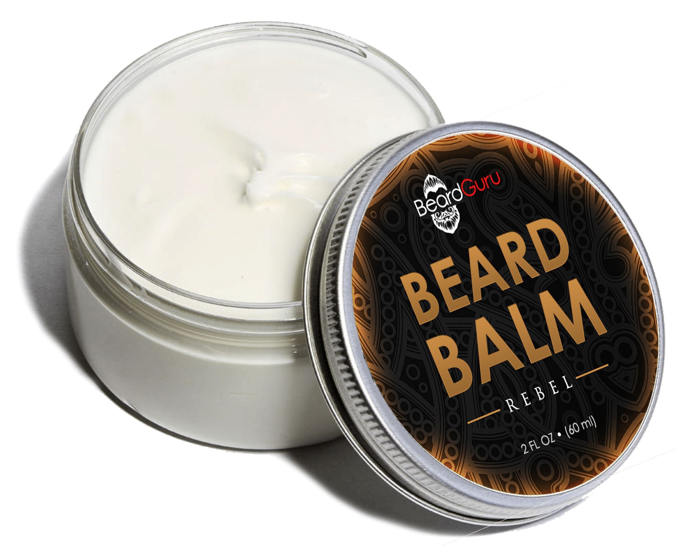 BeardGuru Rebel Beard Balm - Smoothes, Softens, Shapes, and Tames Unruly Beard Hair | Removes Itch and Frizziness | Non-Greasy Beard Maintenance and Conditioning Balm | 2 fl.oz.