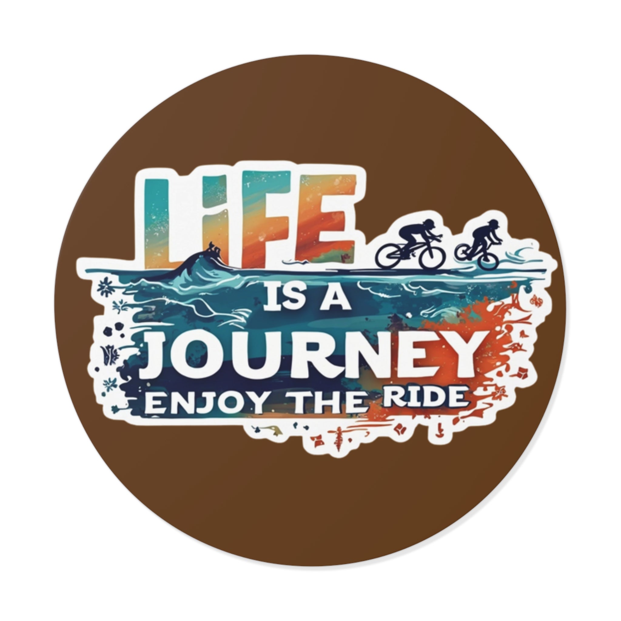 Adventure-Themed Round Vinyl Stickers, Life is a Journey, Bike Stickers, Travel Decals, Inspiring Decor, Outdoor Enthusiast Gifts
