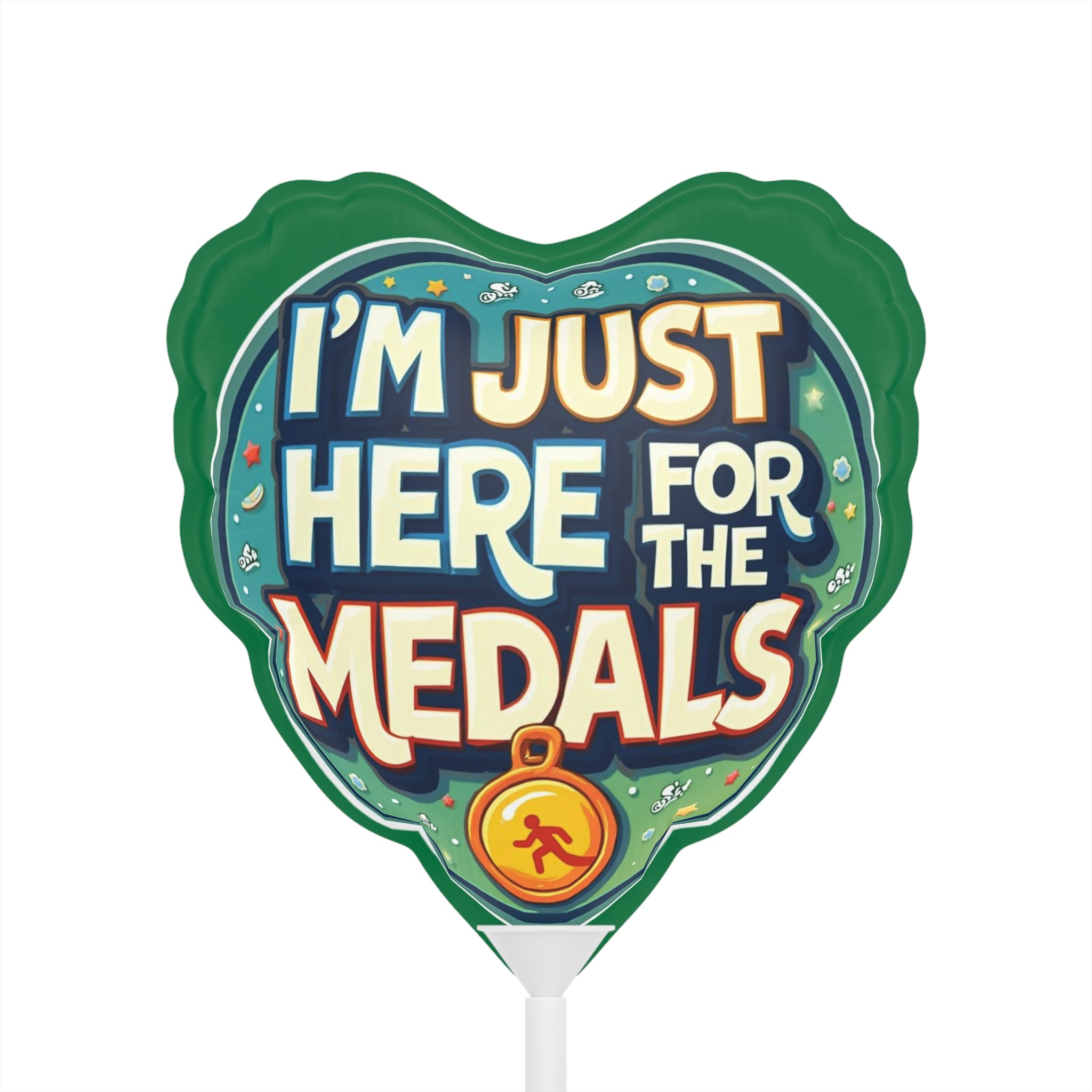 Premium Coated Mylar Balloon for Triathletes – "I'm Just Here for the Medals" – 6" x 6" Round Design – Celebratory Air-Filled Indoor/Outdoor Use