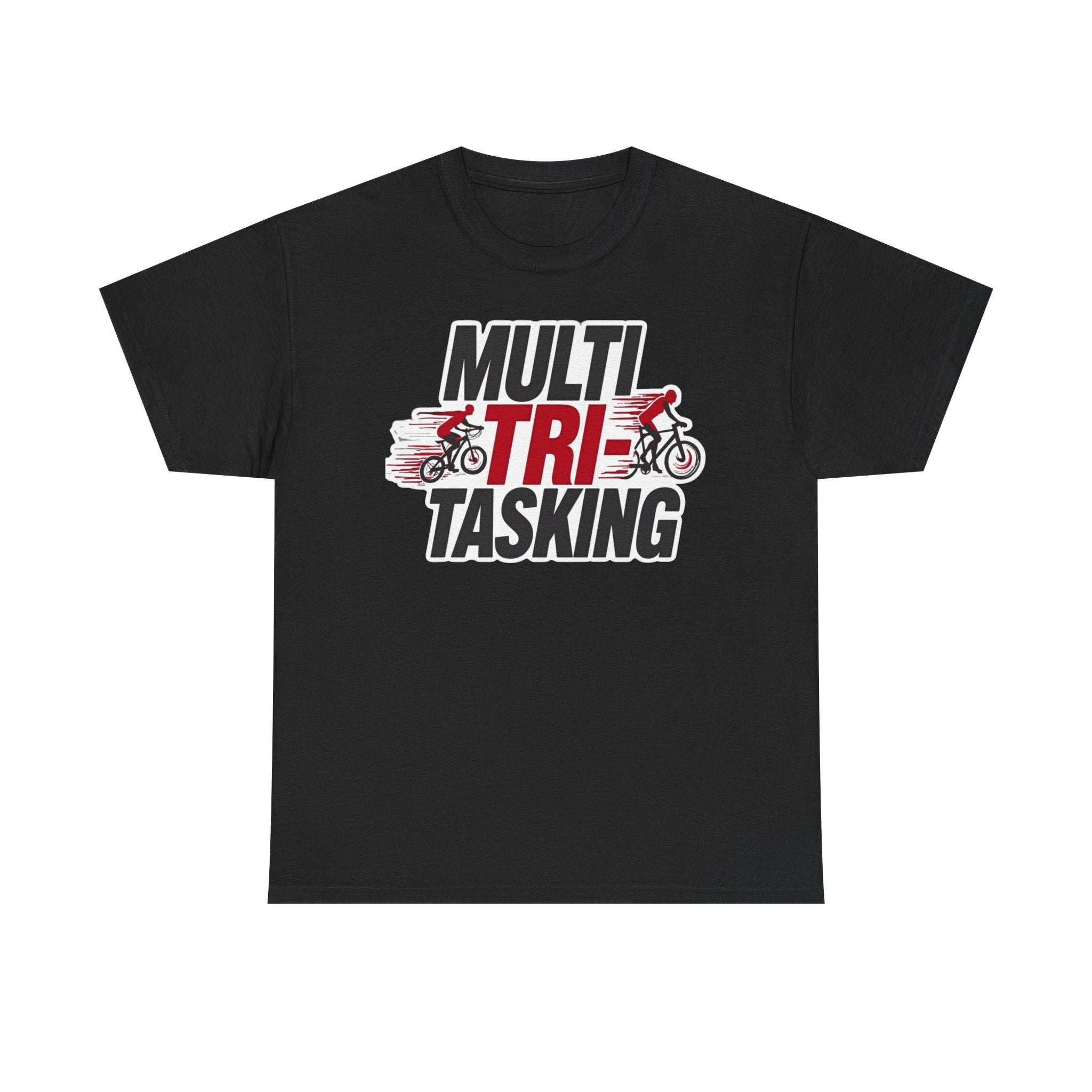 Multitasking Motivational Tee, Unisex Heavy Cotton Tee, Funny T-Shirt for Cyclists, Gift for Dad, Casual Wear, Fitness Apparel