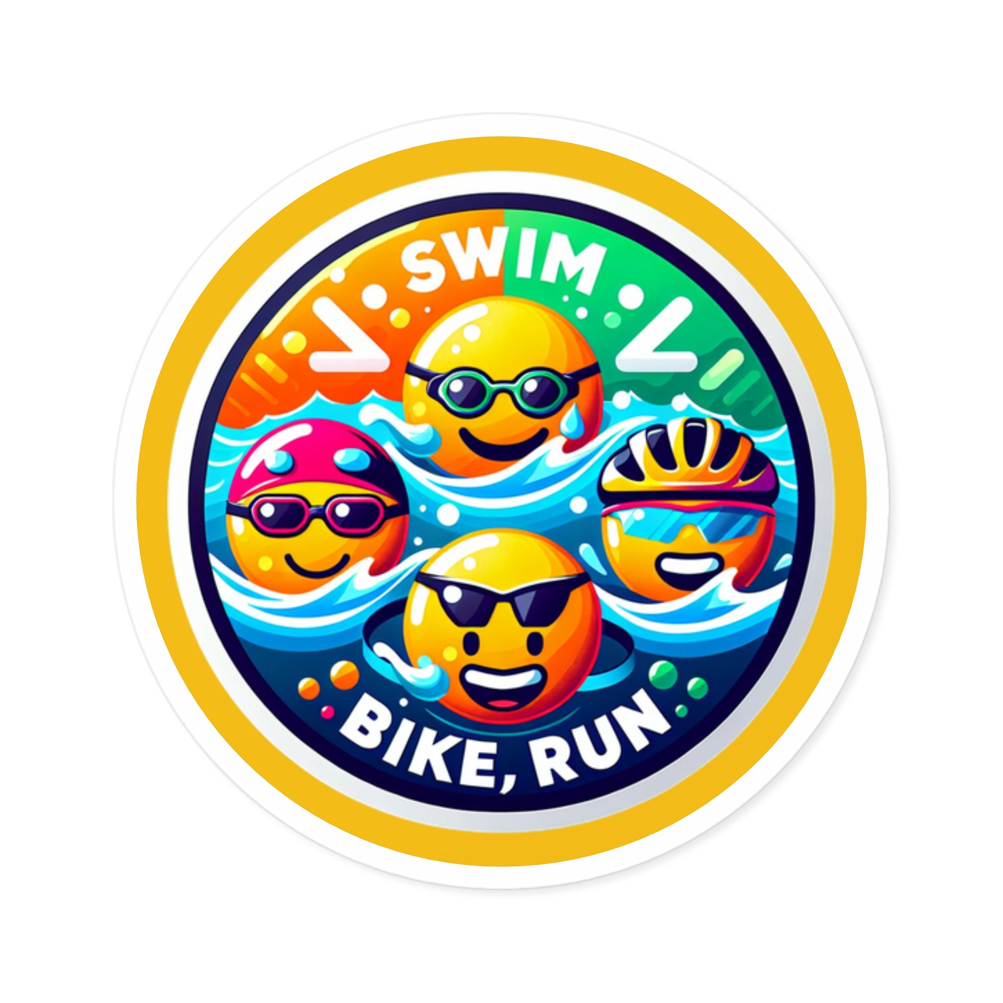 Premium Triathlon Stickers – Water & Scratch Resistant Emoji Faces for Swimming, Biking, Running - Available in 5 Sizes