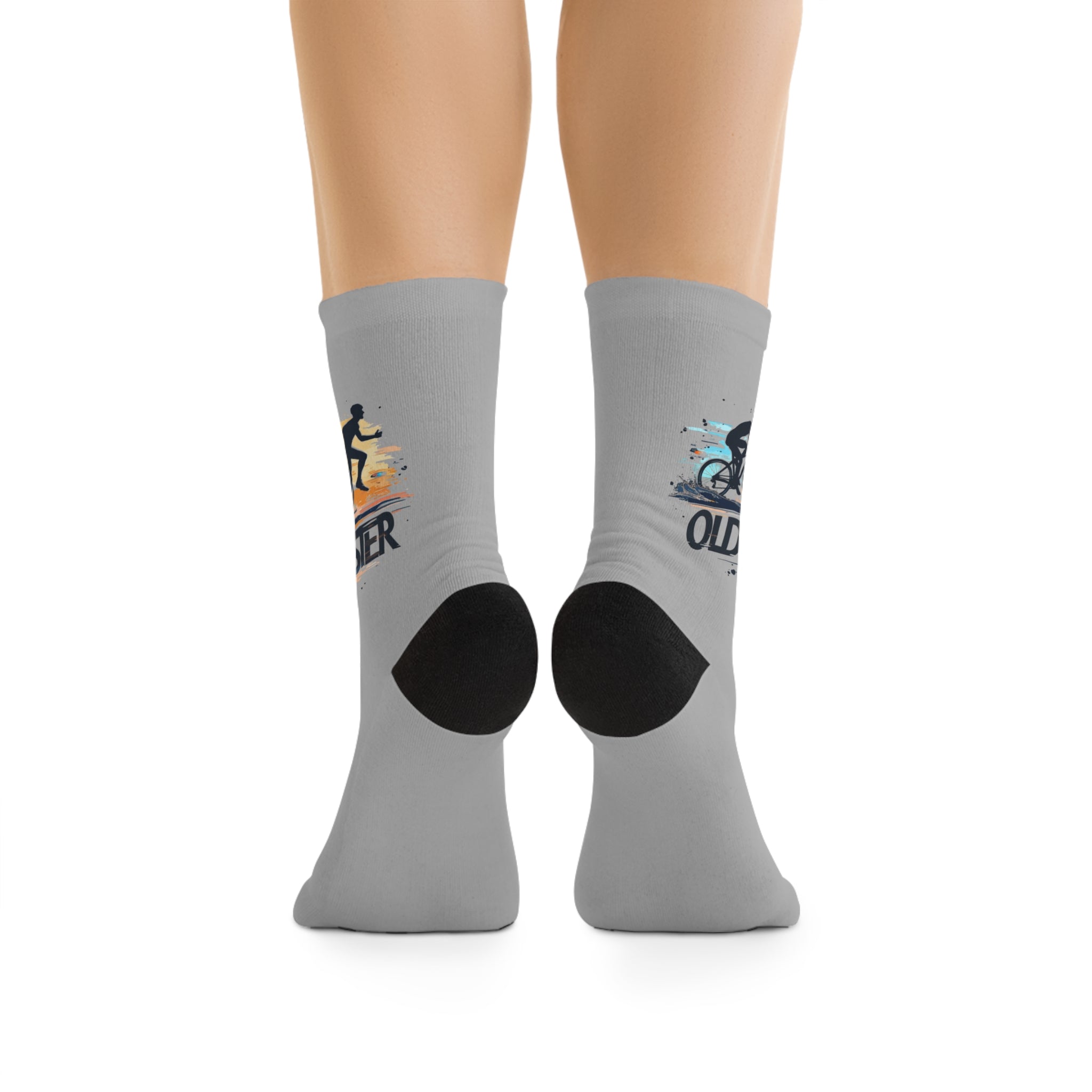 Urban Graffiti Art Recycled Poly Crew Socks – Eco-Conscious Streetwear for Triathlon Training
