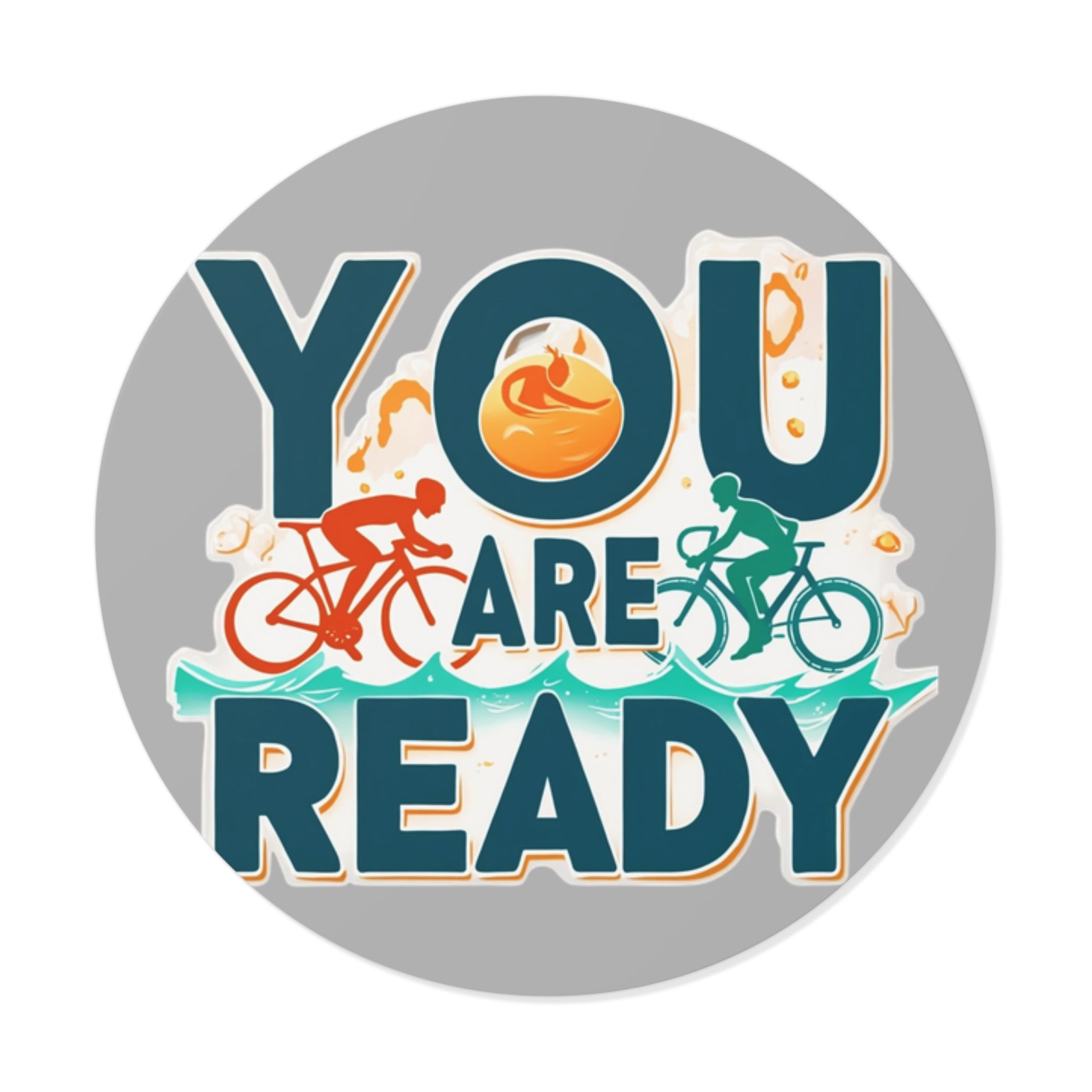 Adventure Awaits Round Vinyl Stickers | You Are Ready Motivational Decals | Fitness, Travel, Biking, Outdoor Enthusiasts, Sports Decor