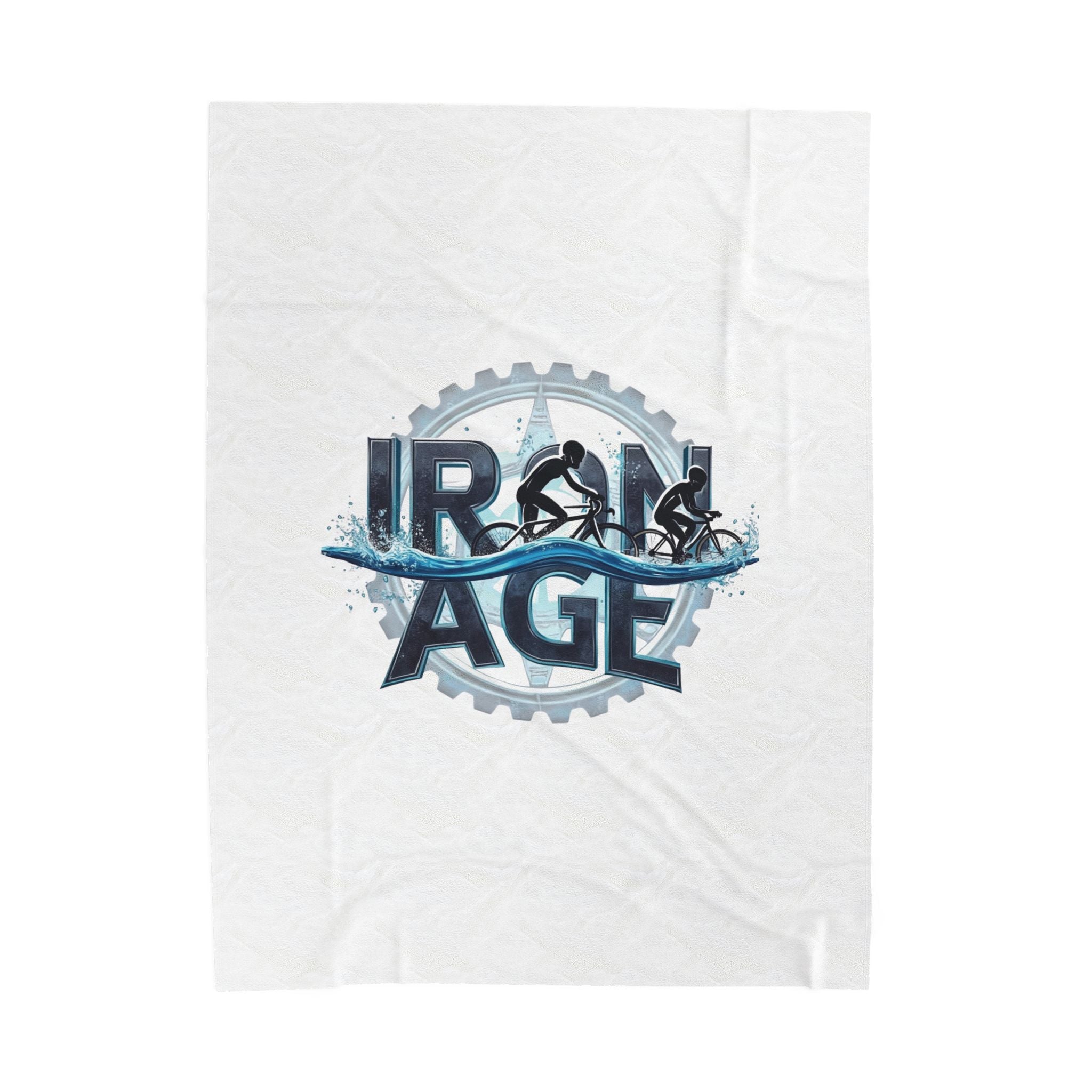 Iron Age Cycling Plush Blanket - Soft Polyester Throw with Vibrant Cycling Design