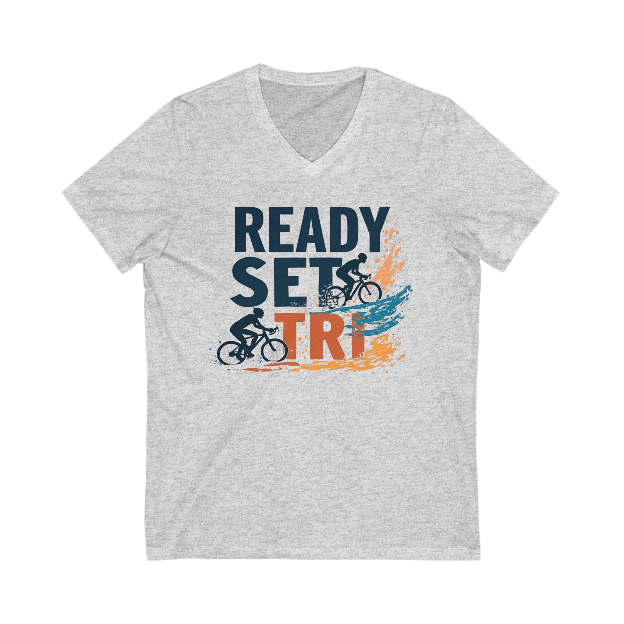 Unisex Triathlete V-Neck Performance Tee – Lightweight, Ultra-Soft Cotton, Bella+Canvas 3005 Short Sleeve for Sports, Fitness, and Casual Wear