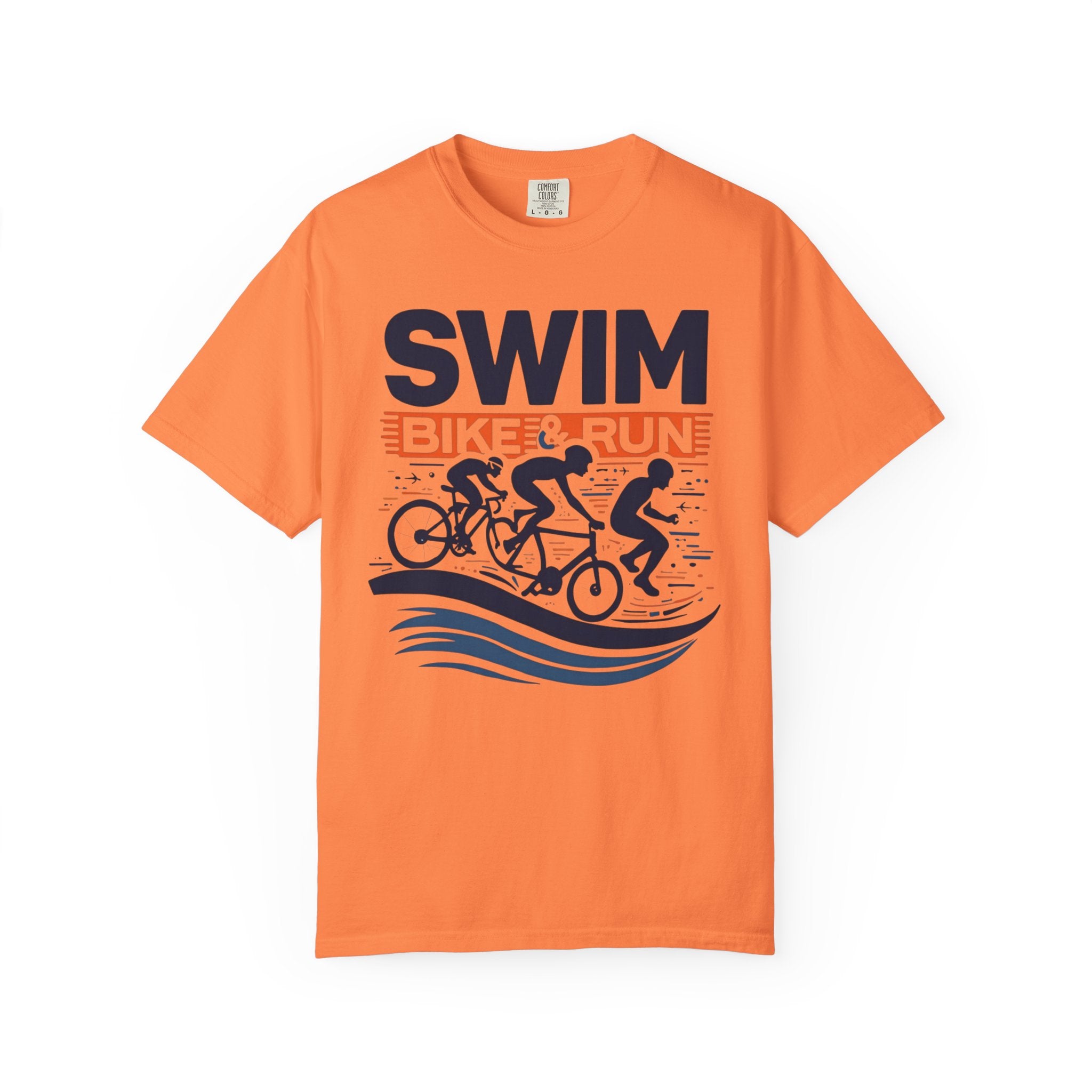 Swim Bike Run Unisex Garment-Dyed T-Shirt, Sports Tee, Activewear, Fitness Apparel, Athletes Gift, Outdoor Enthusiasts