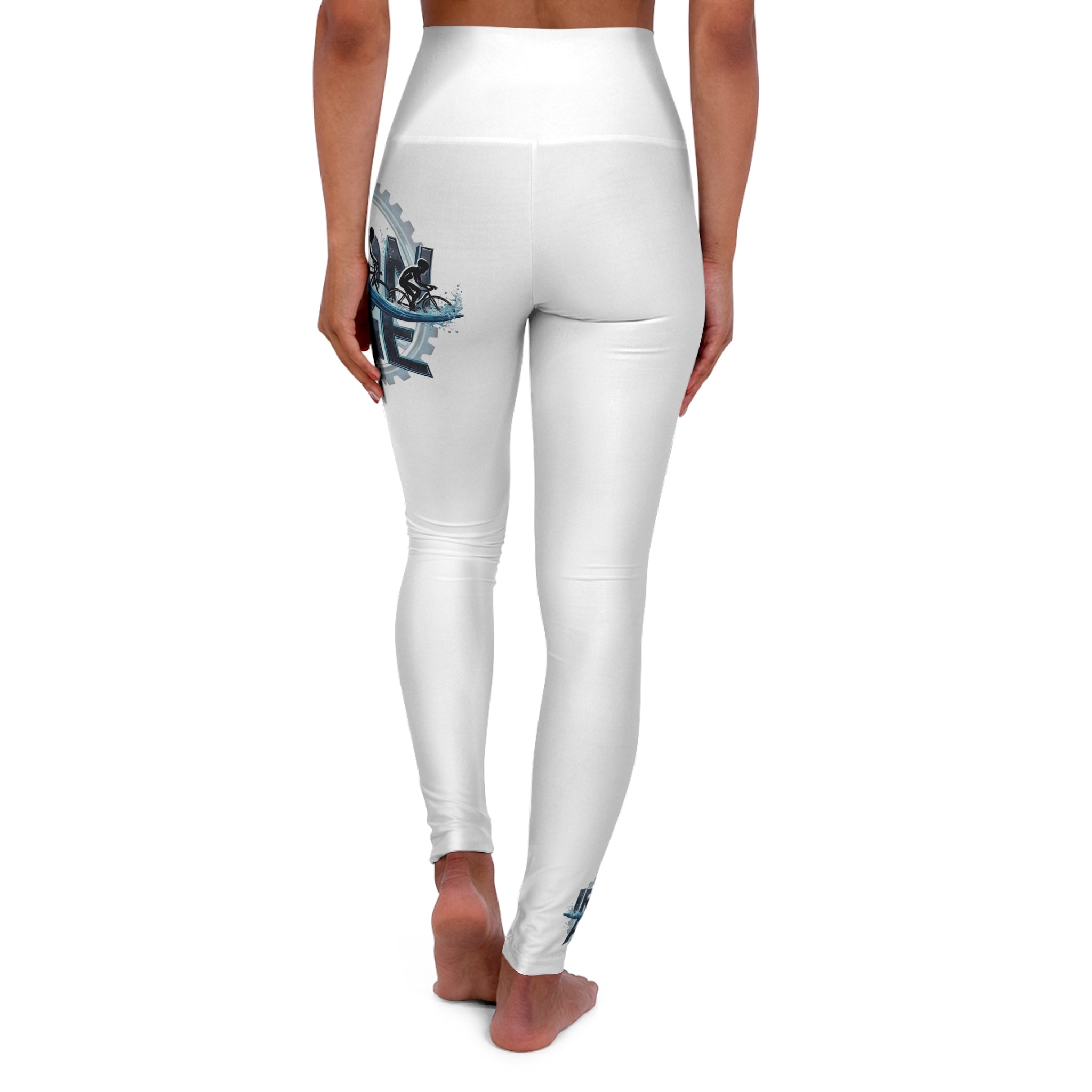 Women's High-Waisted Yoga Leggings - Stretch Performance Wear with Blue Graphic