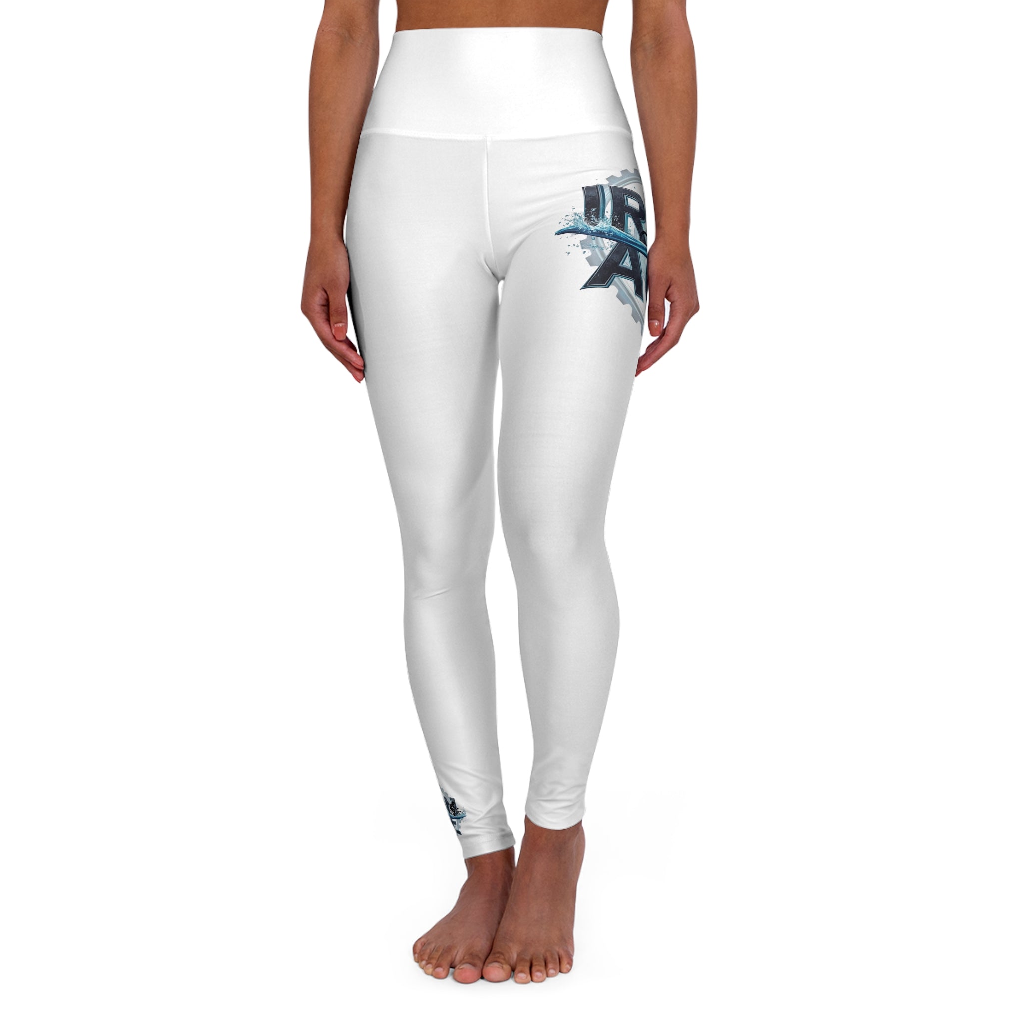 Women's High-Waisted Yoga Leggings - Stretch Performance Wear with Blue Graphic