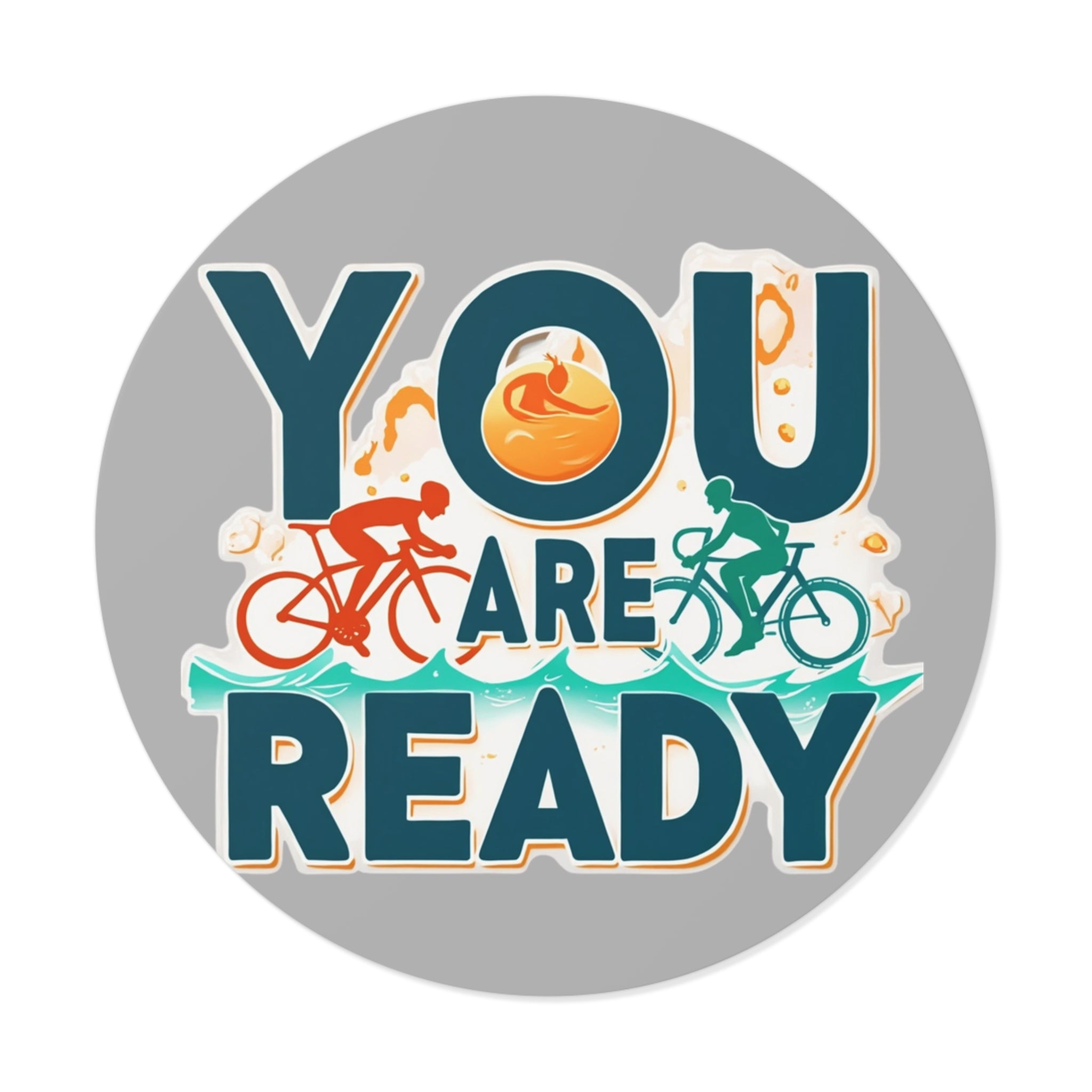 Adventure Awaits Round Vinyl Stickers | You Are Ready Motivational Decals | Fitness, Travel, Biking, Outdoor Enthusiasts, Sports Decor