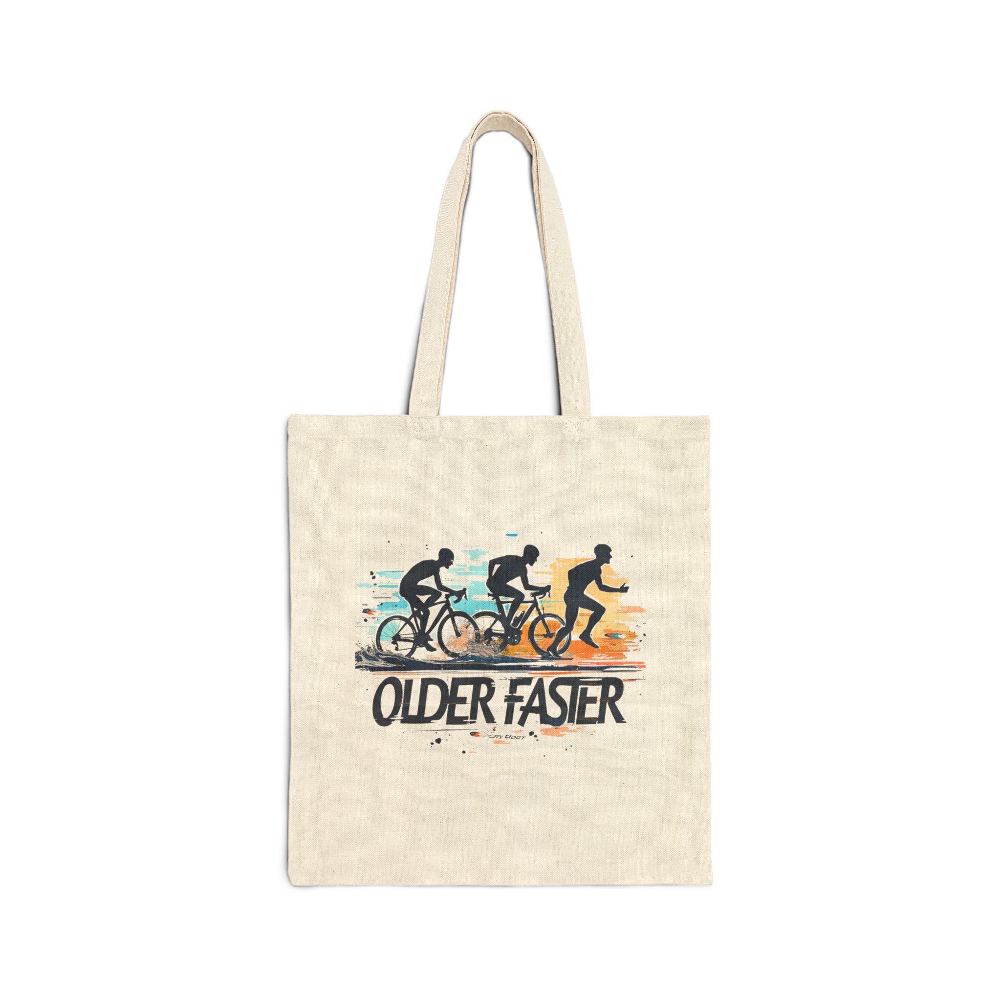 Vintage Cycling Canvas Tote Bag for Bike Riders - Durable 12oz Cotton Grocery Bag with Reinforced Handles