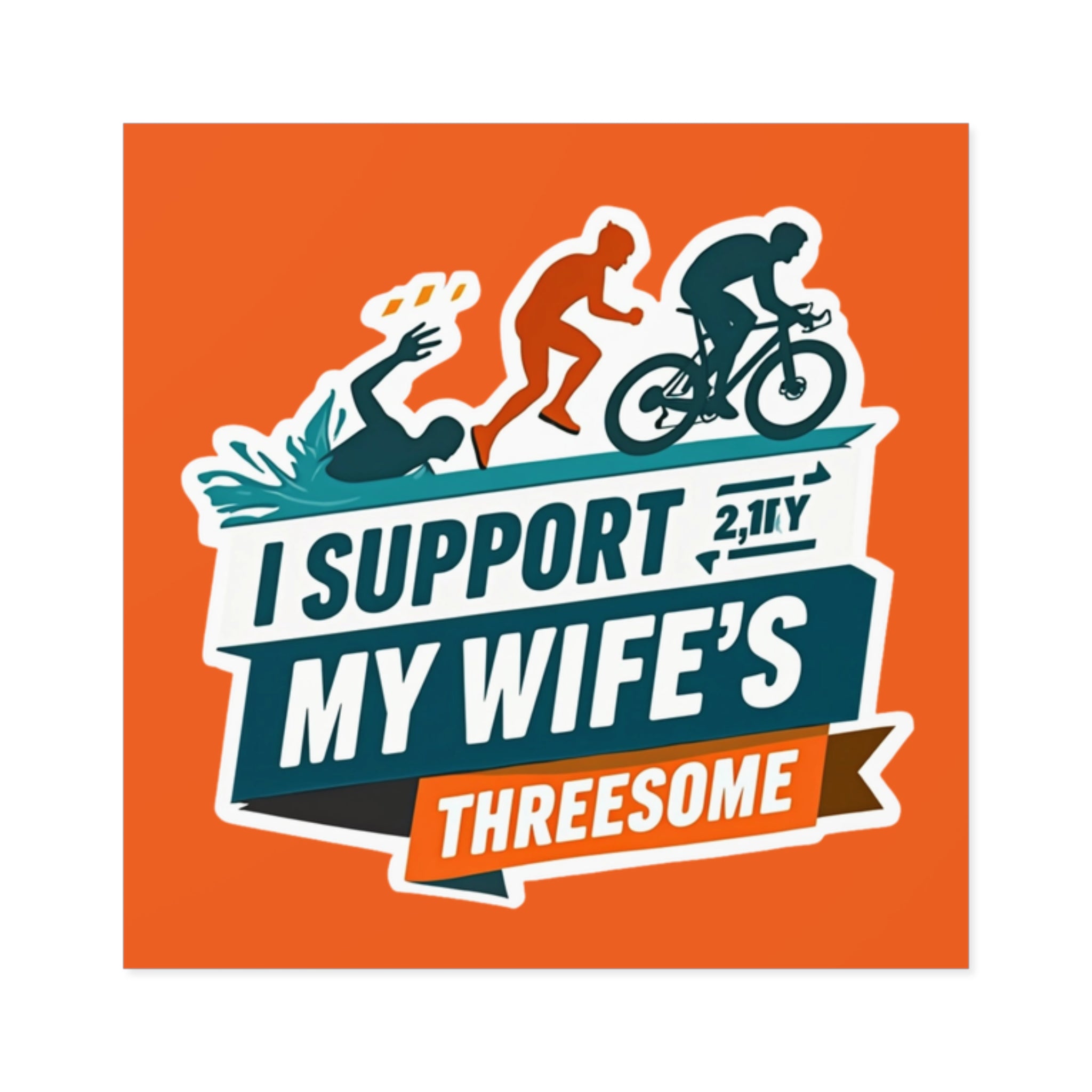 Humorvolle quadratische Aufkleber für Sportbegeisterte – Lustiges Dreier-Dekor für Ehefrauen, langlebige, wasserfeste Premium-Vinyl-Aufkleber im Format 2 x 2 für Laptop, Wasserflasche, Geschenk und den Innen-/Außenbereich 