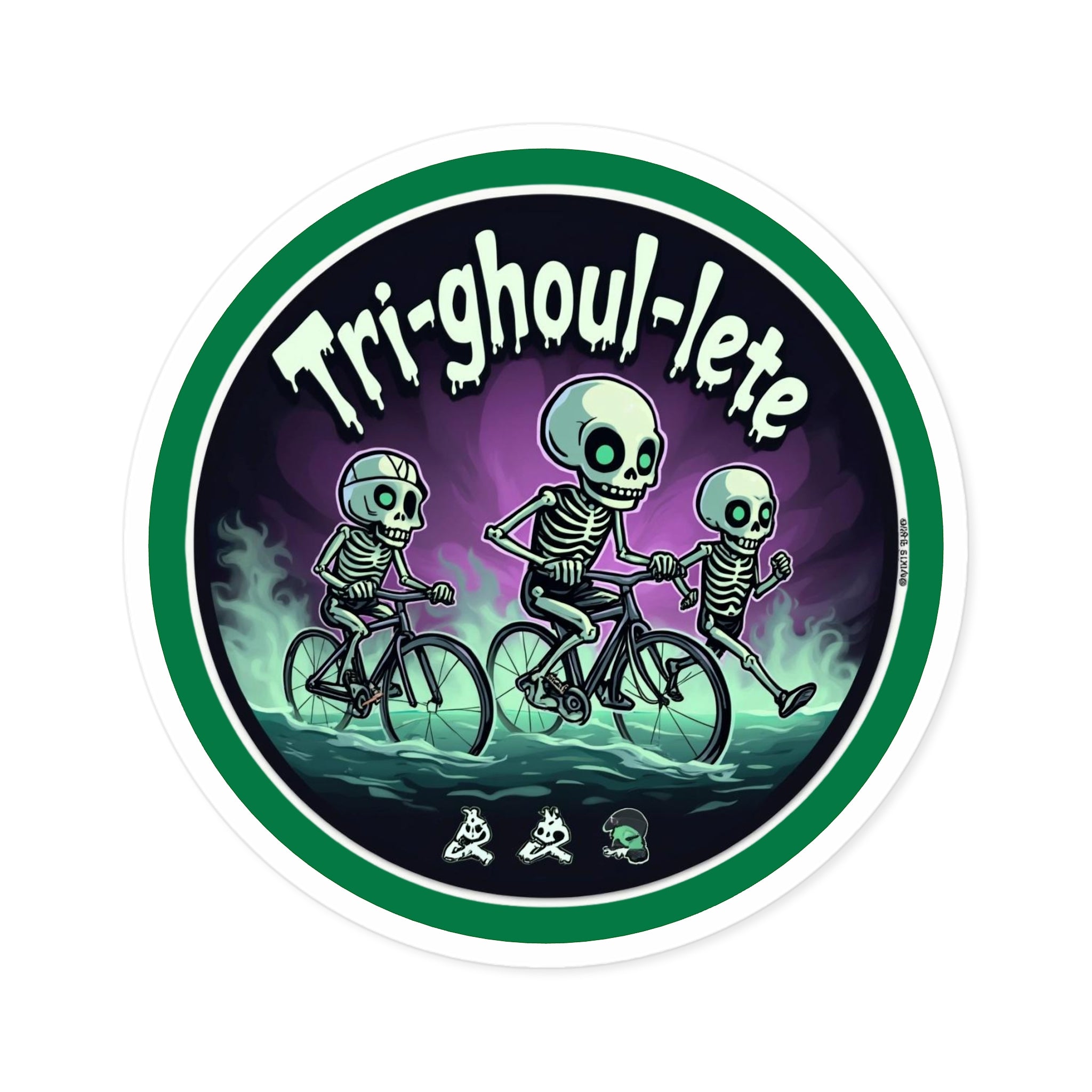 Tri-ghoul-lete Halloween Stickers: Customizable Round Vinyl for Triathletes - Water & Scratch Resistant Indoor/Outdoor Decor & Gifts