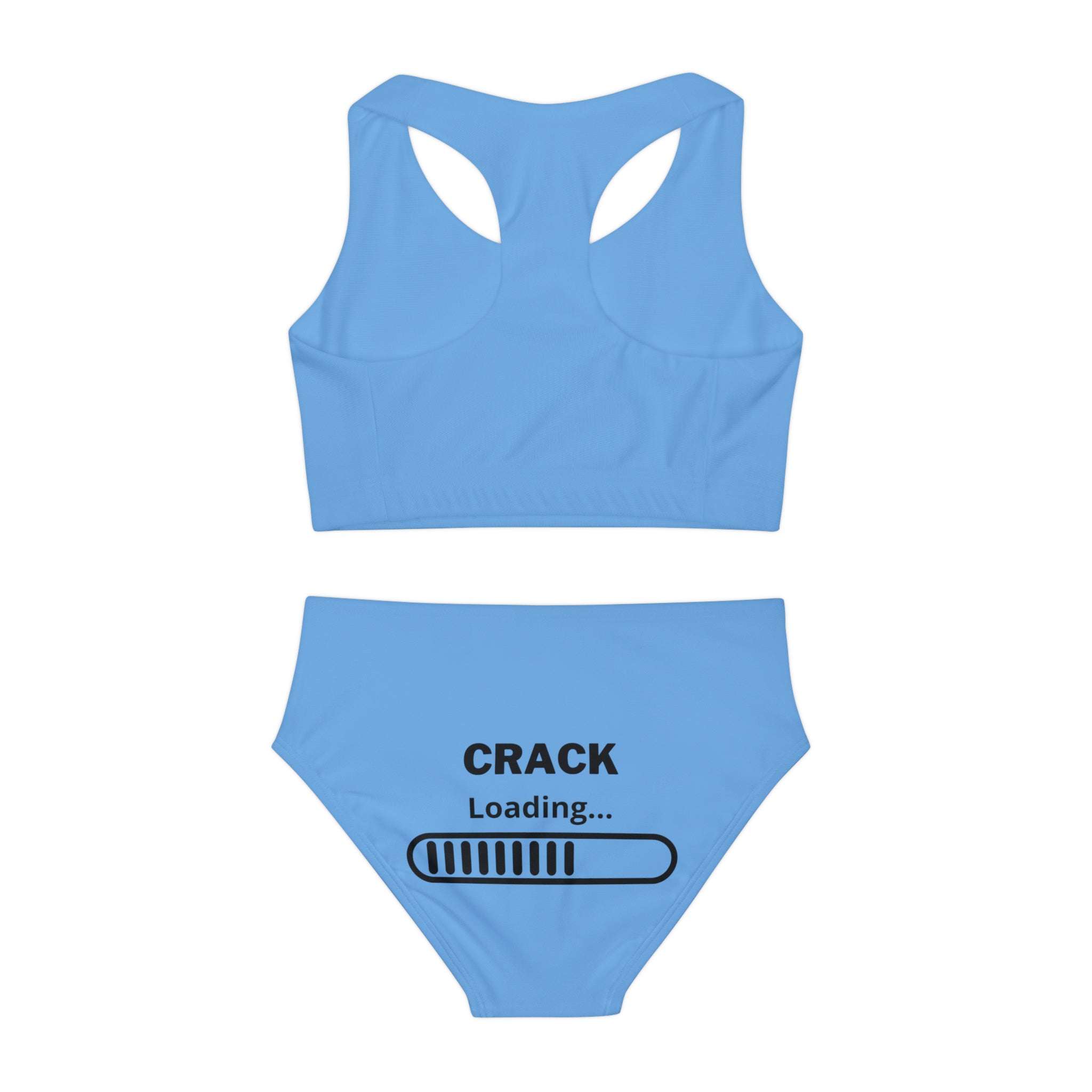 Girls Two Piece Swimsuit (AOP) Triathlete Crack Loading - Motivational Progress Bar Design