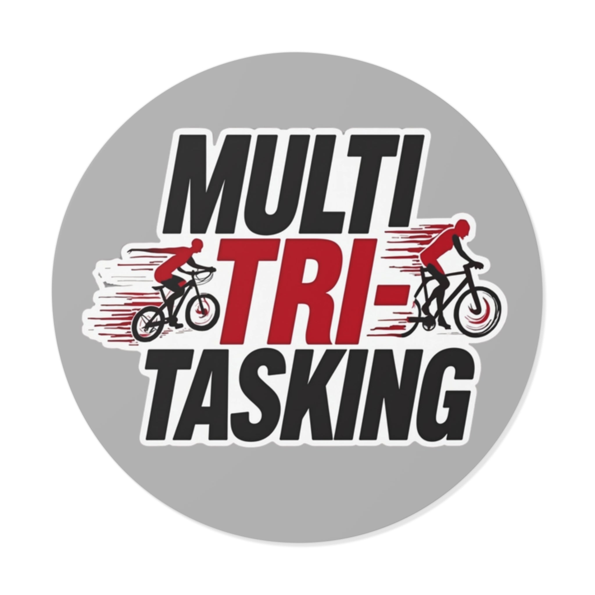 Multitasking-Triathlon-Vinyl-Aufkleber – wasserfest und UV-beständig, lustiges Radsport-Dekor für Laptops und Flaschen, motivierende Geschenke für Sportler 