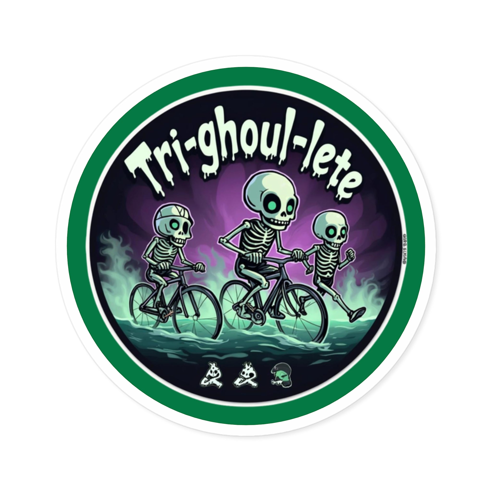 Tri-ghoul-lete Halloween Stickers: Customizable Round Vinyl for Triathletes - Water & Scratch Resistant Indoor/Outdoor Decor & Gifts