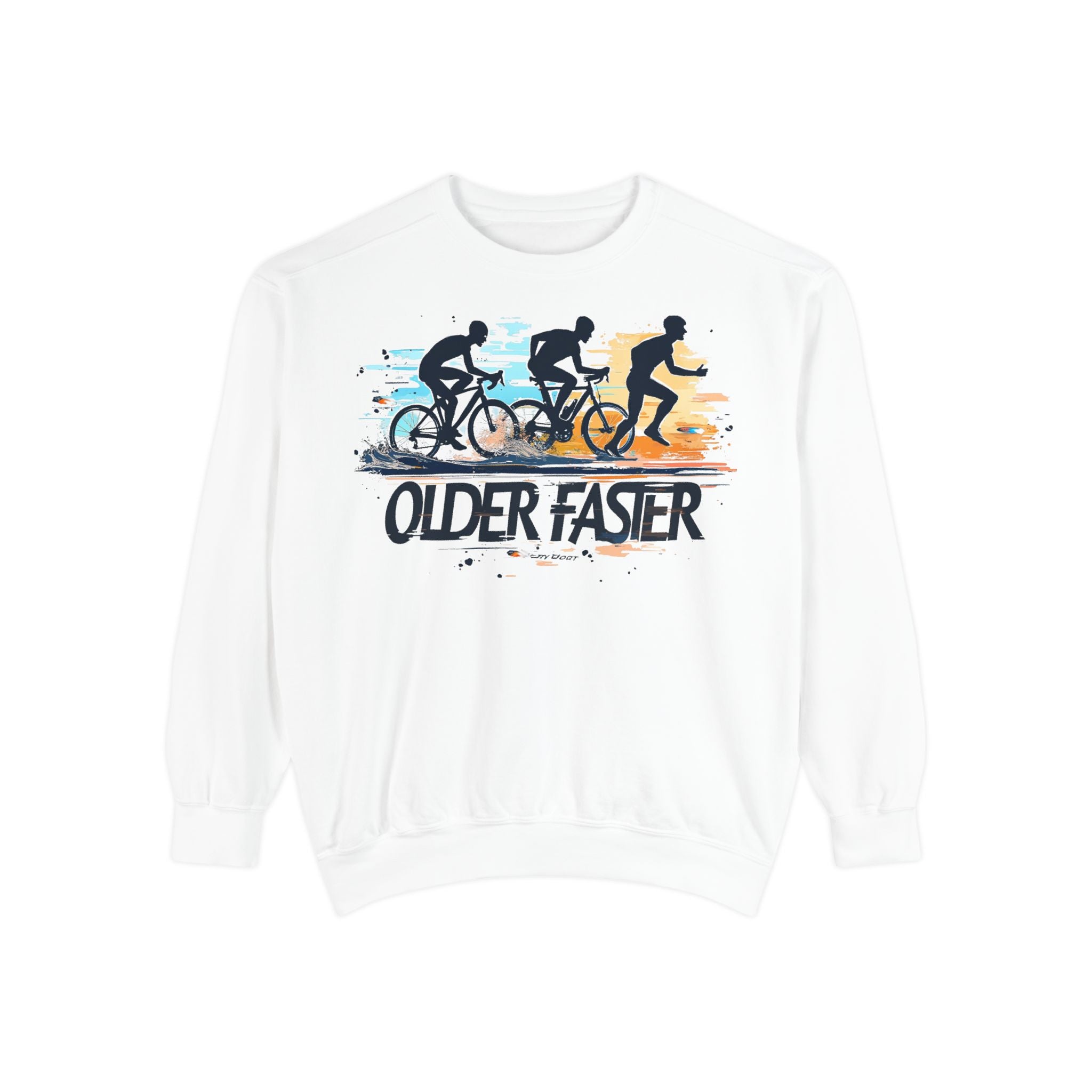 Older Faster Sweatshirt — Vintage Cyclist Running Triathlon Crewneck