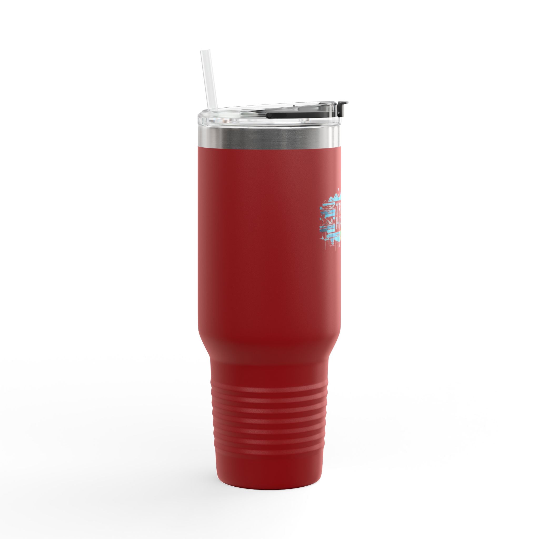 Tri Harder Insulated Travel Mug - 40oz Motivational Beverage Tumbler for Adventurers