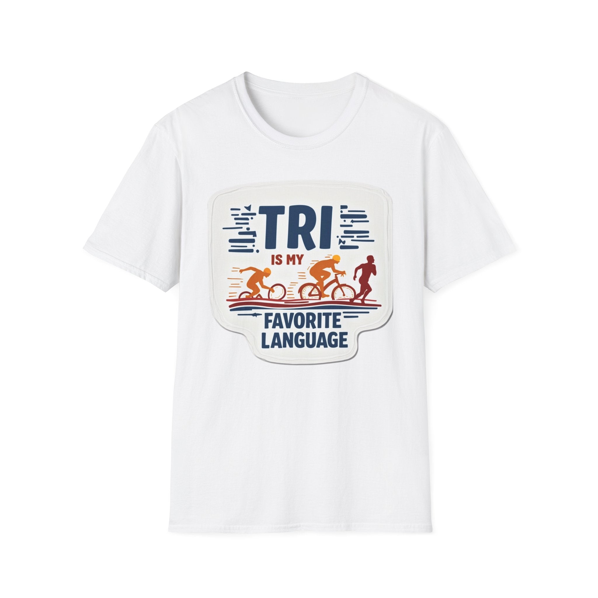 Unisex Triathlon Language T-Shirt - Athletic Wear for Fitness Enthusiasts, Soft Ring-Spun Cotton, Summer Running Apparel, Gildan 64000, Breathable Exercise Top