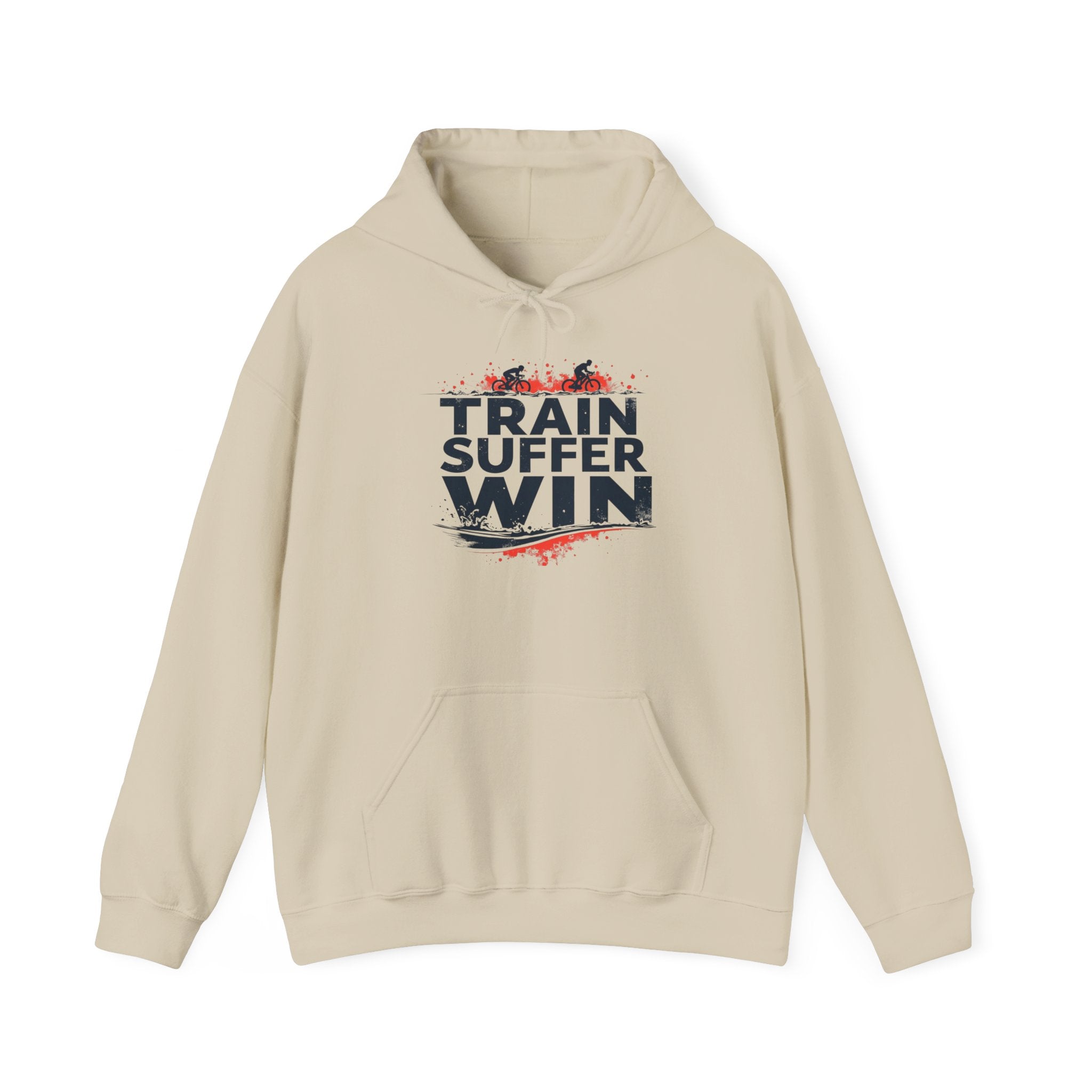 Train Suffer Win Performance Hoodie - Athletic Training Gear with Mid-weight Fabric and Kangaroo Pocket