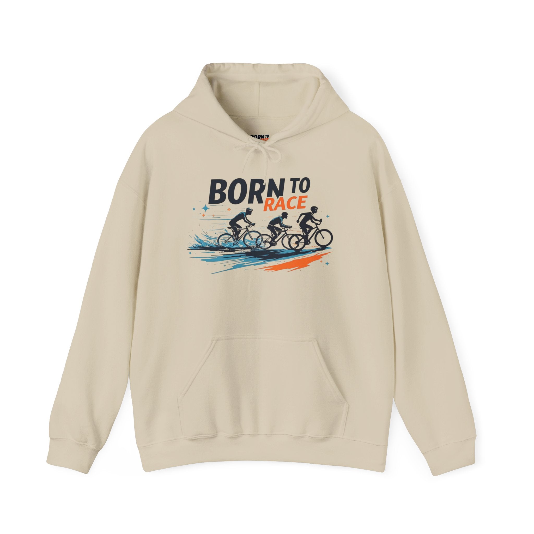 Born to Race Cycling Hoodie Men's & Women's Fleece Sweatshirt - Performance Graphic Racing Pullover with Kangaroo Pocket and Cotton-Poly Blend