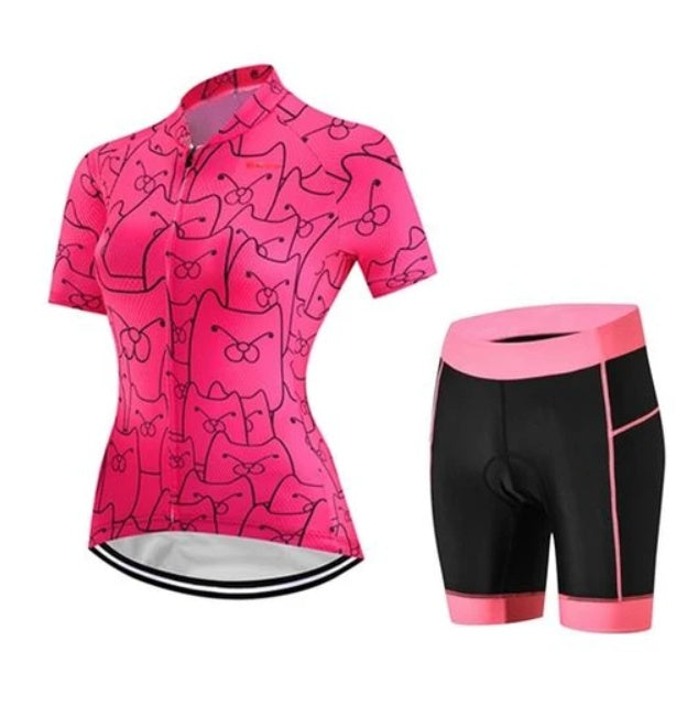 CatPink Cycling Kit - Stylish & Customizable Cycling Jersey and Shorts Set for Triathletes