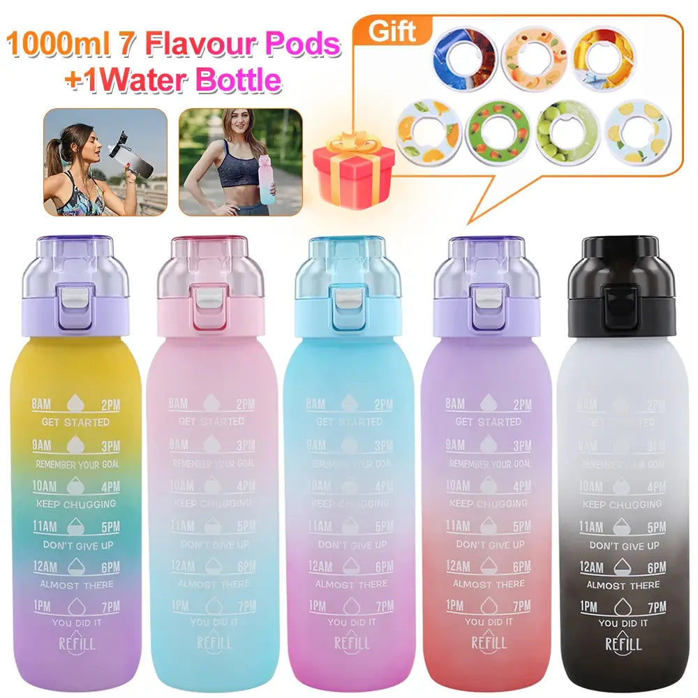 Water Bottle with Aromatic Fruit Scent Ring – Leak-Free Tritan, 1000ml – Easy Carry, Quick Access – Stylish Colors for Hydration On the Go