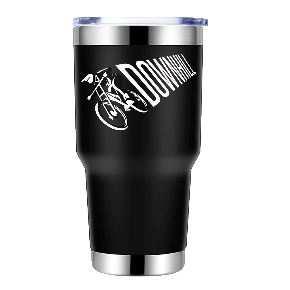 Downhill Cycling Tumbler 30oz - Double-Walled Stainless Steel, Splash-Proof & UV-Printed, Keeps Drinks Hot & Cold