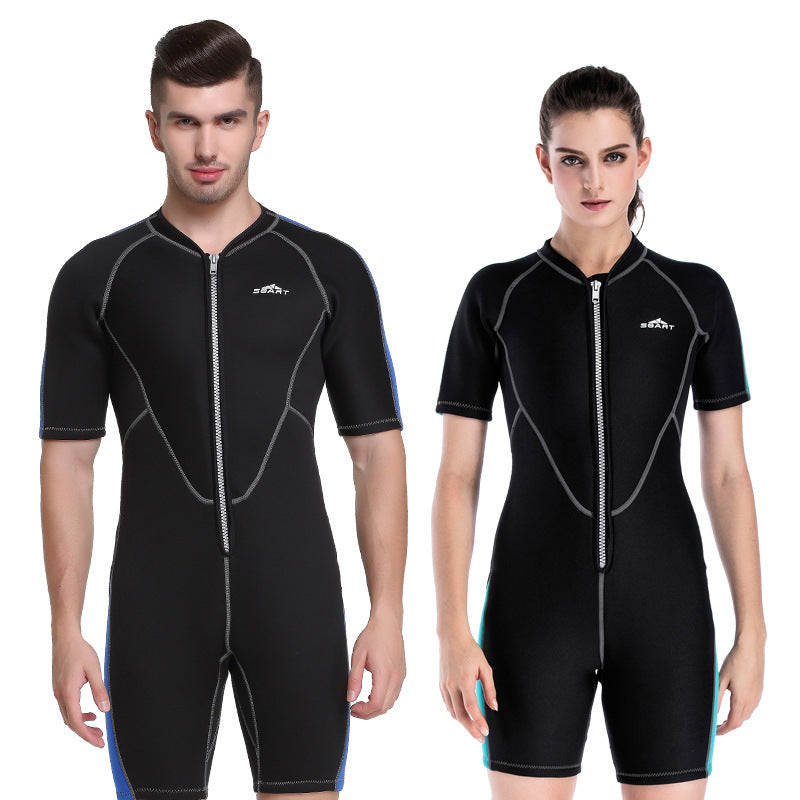 Men's & Women's Neoprene Swimming Wetsuit One-Piece Short Sleeve for Triathlon Diving & Surfing - Fast Dry, UV & Jellyfish Protection, Back Zip, Warm & Flexible for All Seasons