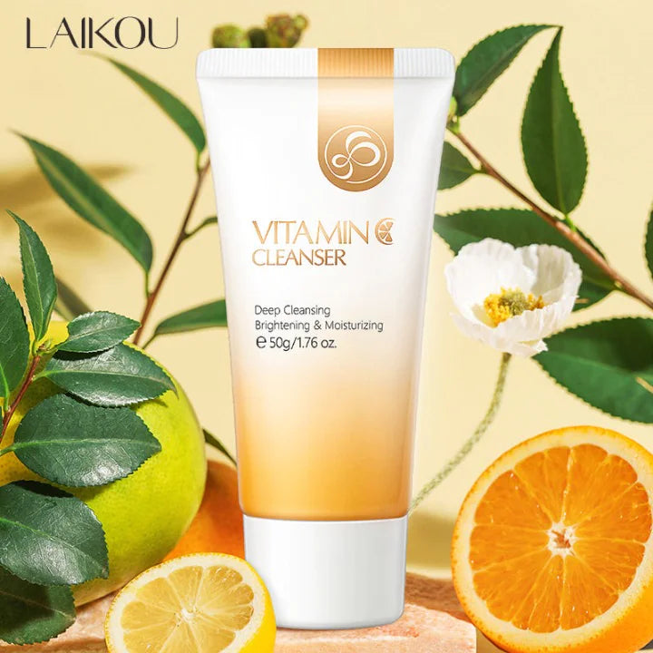 Laikou Brightening Vitamin C Facial Cleanser 50g for Revitalized Complexion and Deep Cleaning